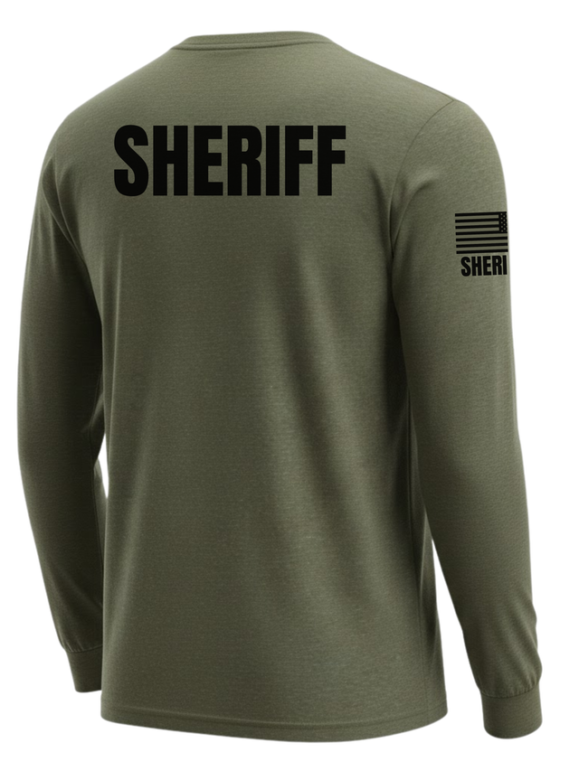 Drab Green Sheriff Men's Shirt - Long Sleeve (Black)