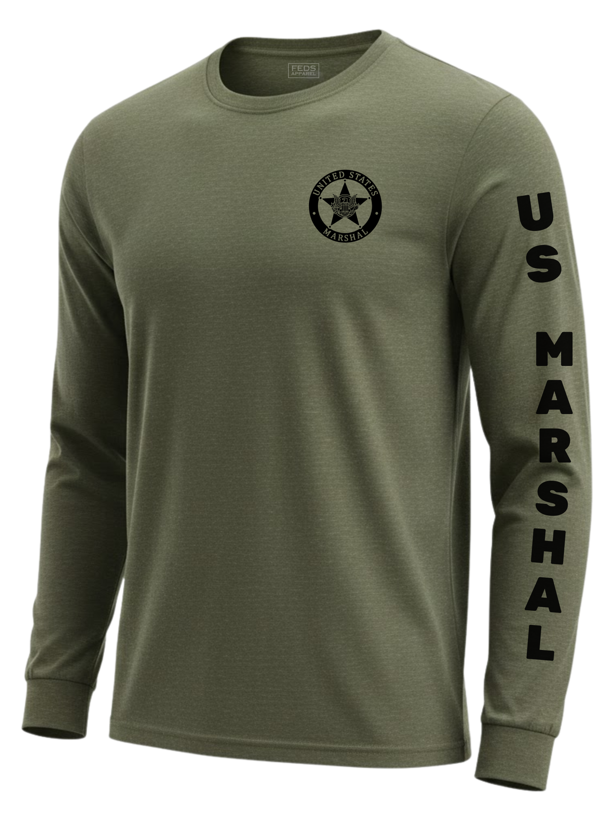 Drab Green US Marshals Service USMS Men's Shirt - Long Sleeve (Black)