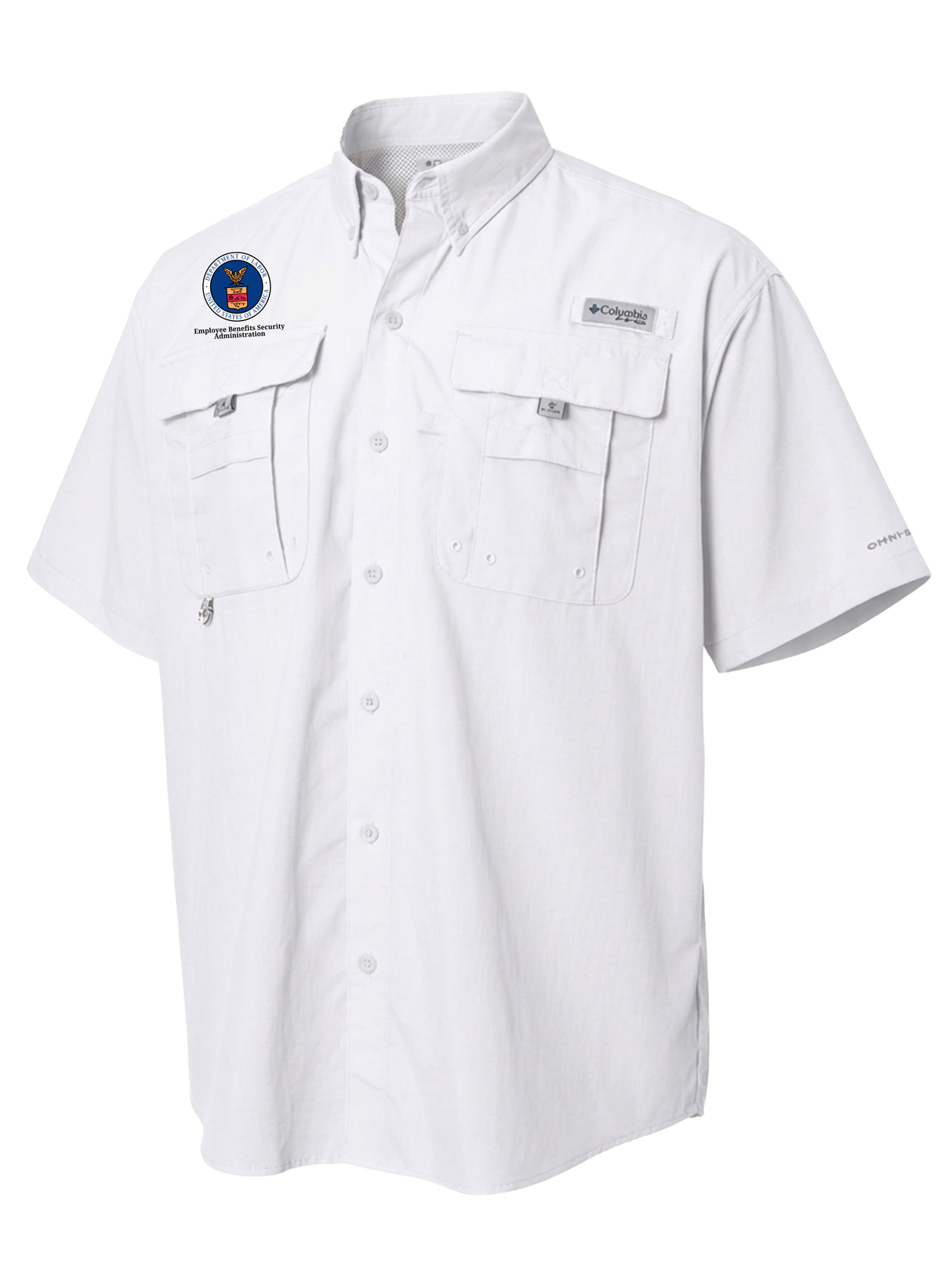 Employee Benefits Security Administration (EBSA) Men's Columbia Bahama™ II Button Up Short Sleeve White government employee uniform shirt