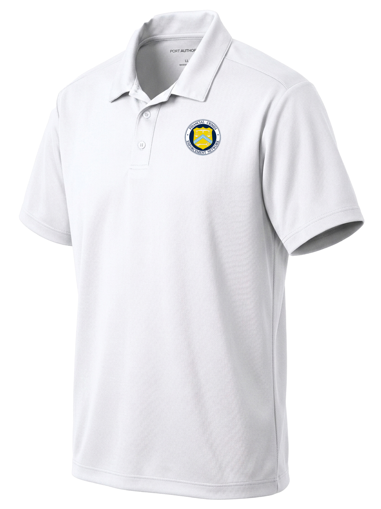 The Financial Crimes Enforcement Network (FINCEN) Men's Dri Fit Polo White government employee uniform shirt