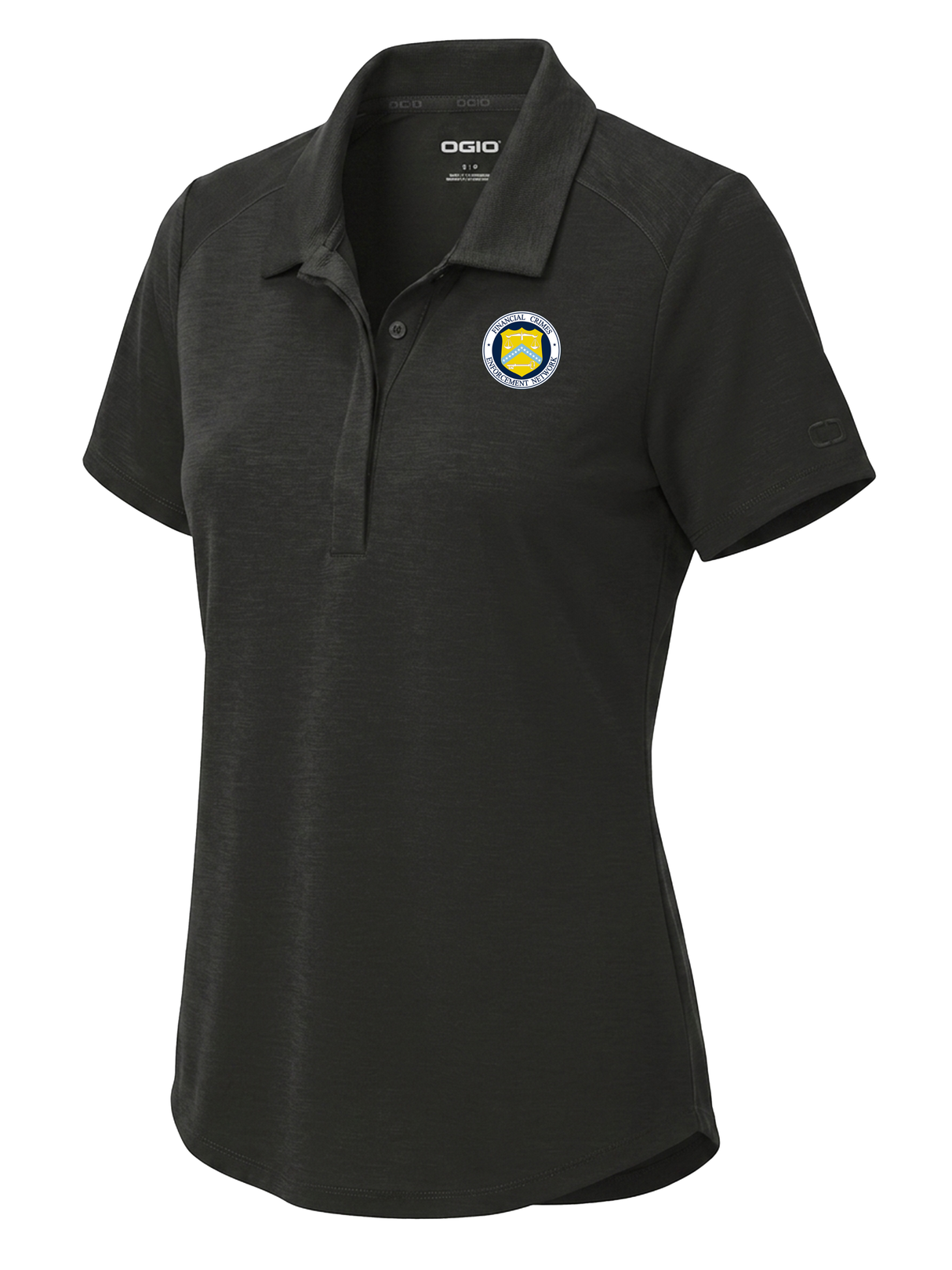 The Financial Crimes Enforcement Network (FINCEN) Women's Polo Black government employee uniform shirt