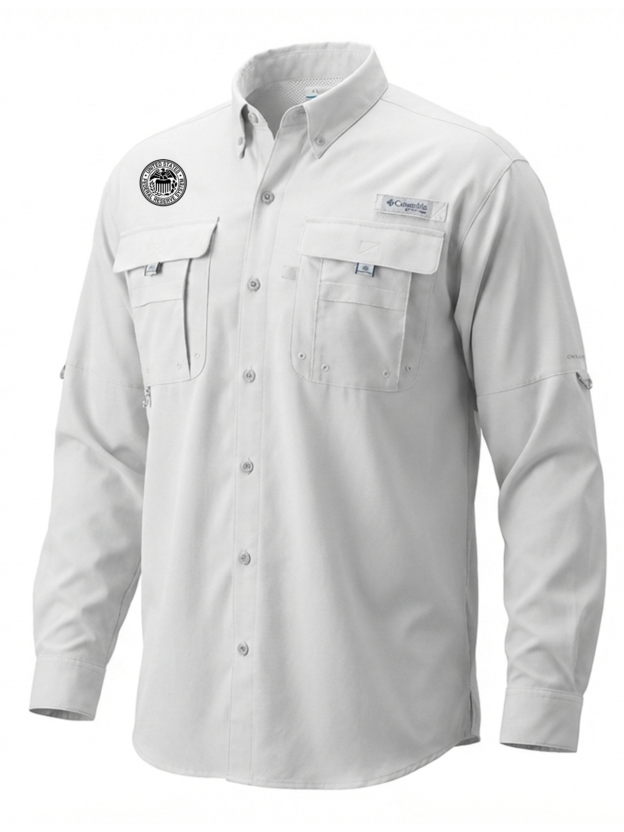 Federal Reserve System (FRS) Men's Columbia Bahama™ II Button Up Long-Sleeve White government employee uniform shirt