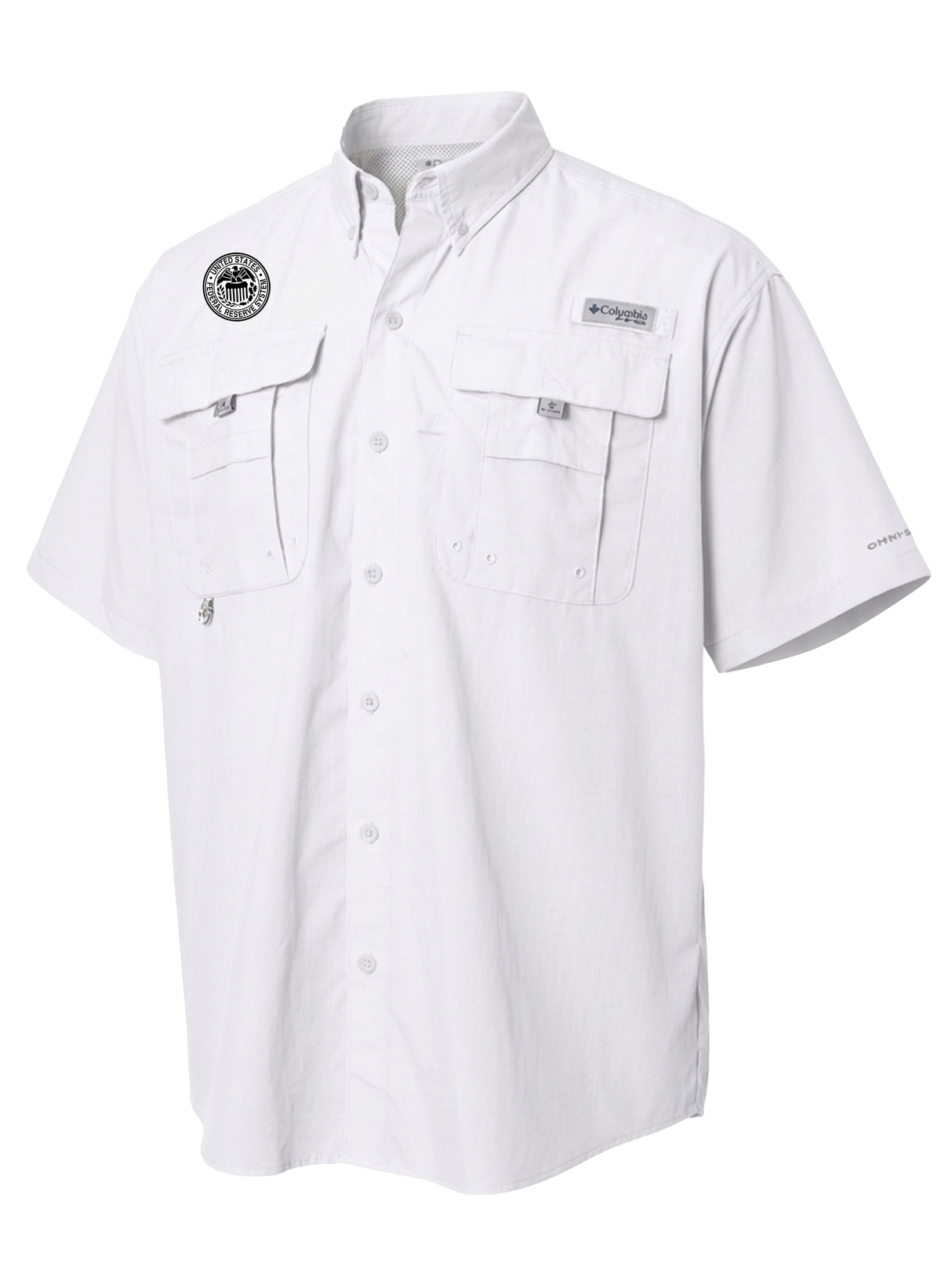 Federal Reserve System (FRS) Men's Columbia Bahama™ II Button Up Short Sleeve White government employee uniform shirt