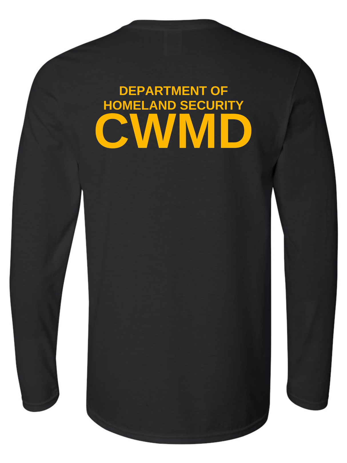 DHS Countering Weapons of Mass Destruction Office (CWMD) Unisex Softstyle Long Sleeve T-Shirt Black back government employee uniform shirt