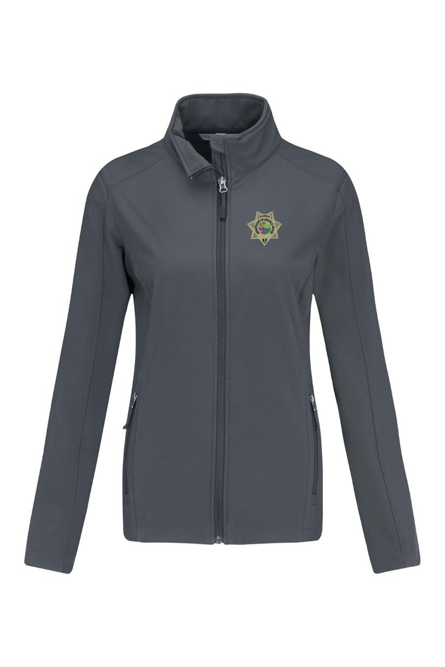 Florida Department of Juvenile Justice (DJJ) Women's Soft Shell Full-Zip Jacket Slate Gray government employee uniform shirt