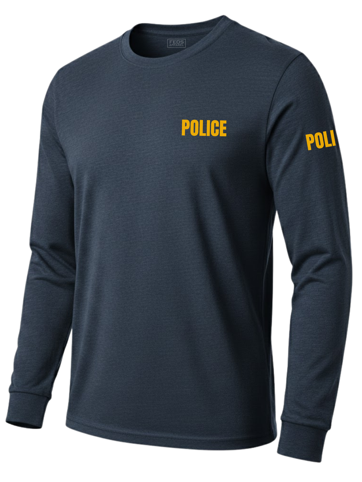 Navy Blue Police Men's Shirt - Long Sleeve (Golden Yellow)