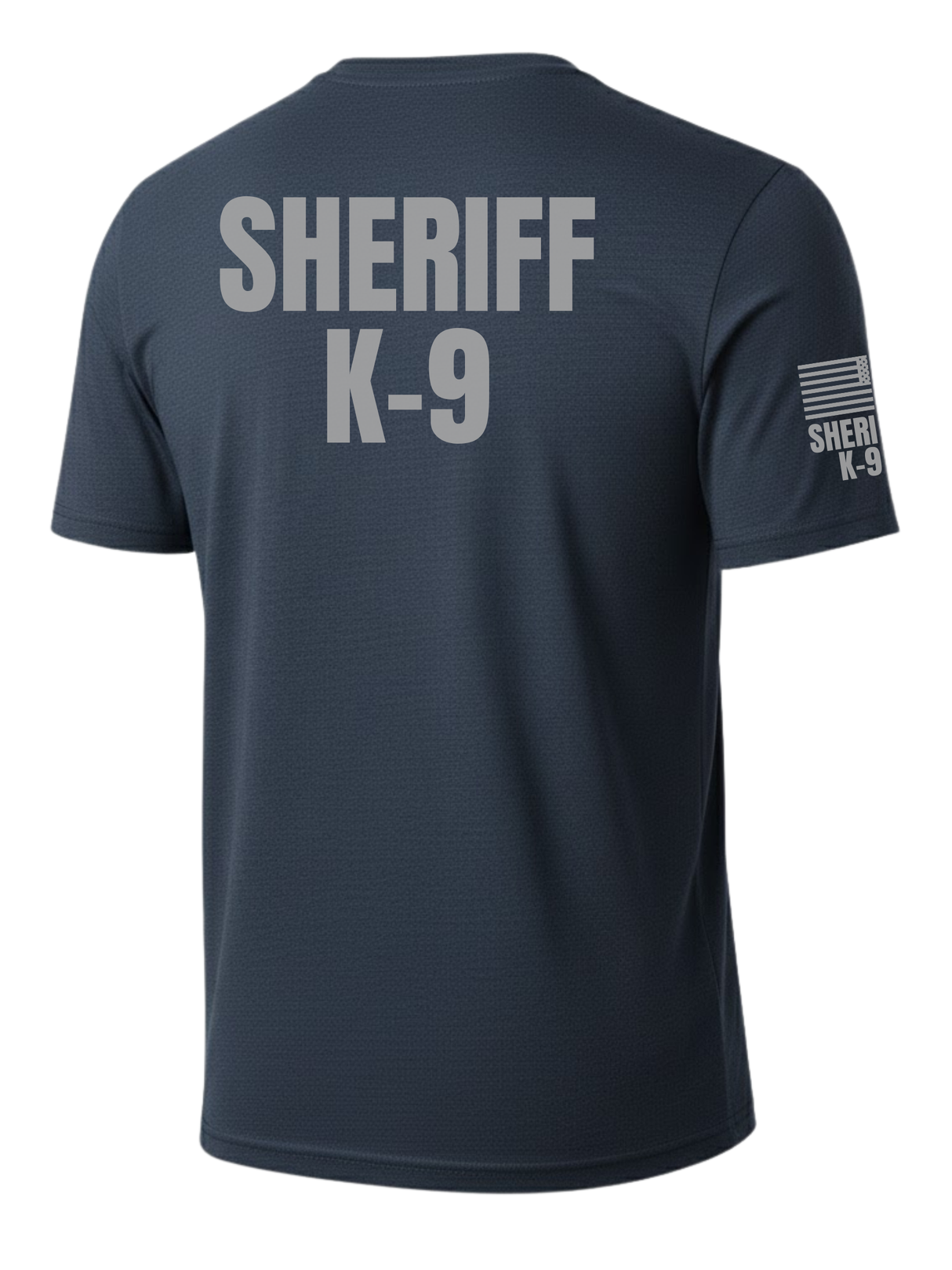 Navy Blue Sheriff K-9 Men's Shirt - Short Sleeve (Gray) - Back Police Sheriff Uniform