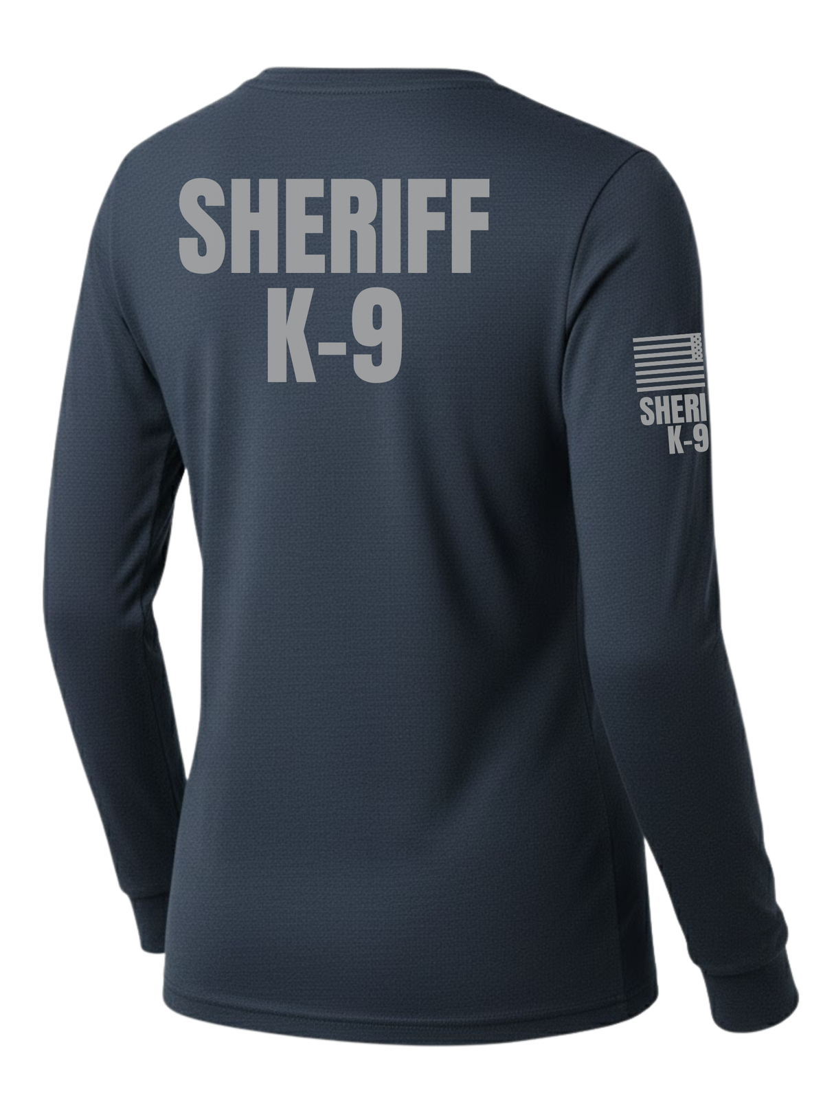 Navy Blue Sheriff K-9 Women's Shirt - Long Sleeve (Gray) - Back Police Sheriff Uniform