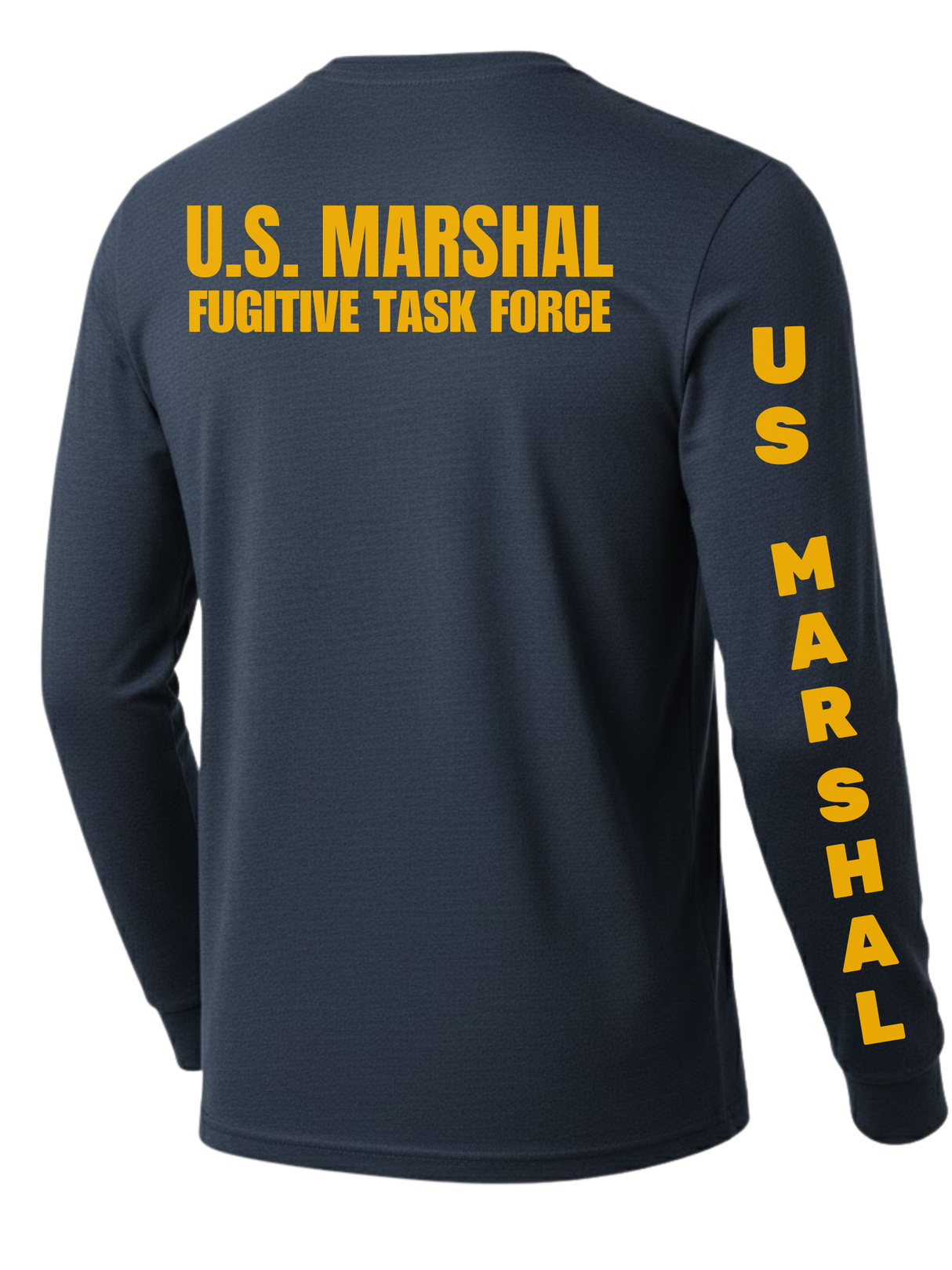 Navy Blue US Marshals Service USMS Men's Shirt - Long Sleeve (Golden Yellow)