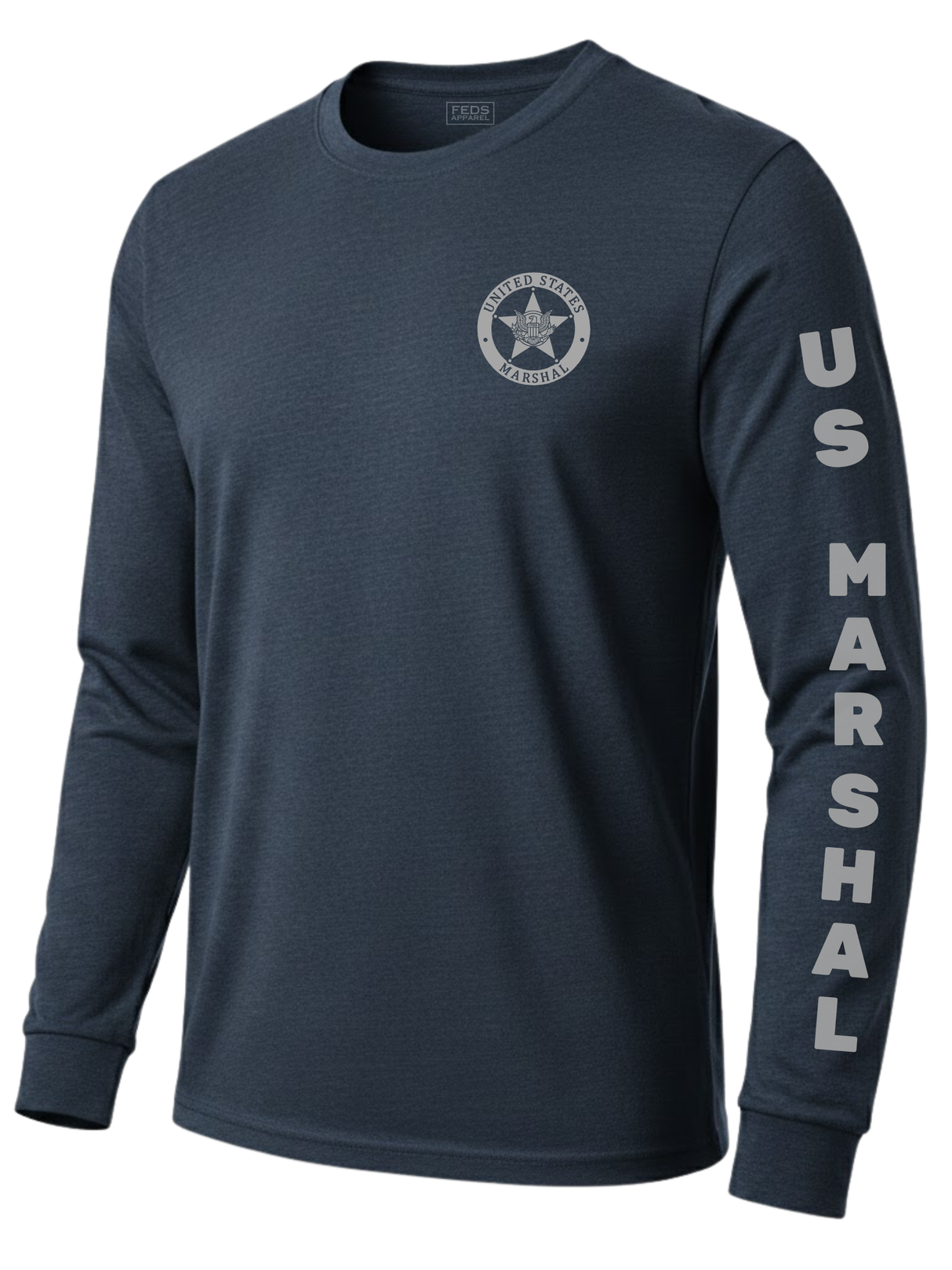 Navy Blue US Marshals Service USMS Men's Shirt - Long Sleeve (Gray)