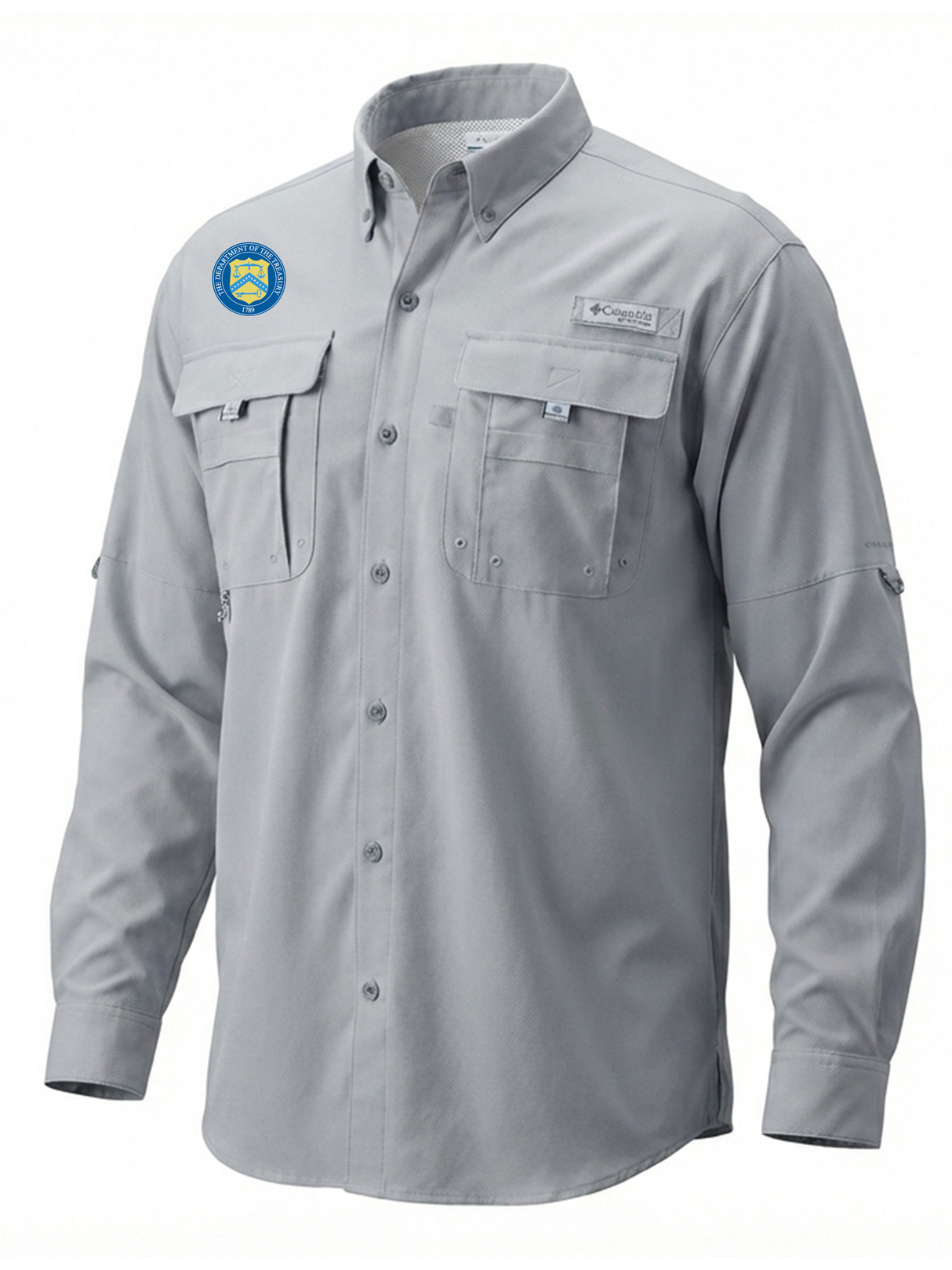 U.S. Department of The Treasury Men's Columbia Bahama™ II Button Up Long-Sleeve Cool Grey government employee uniform shirt