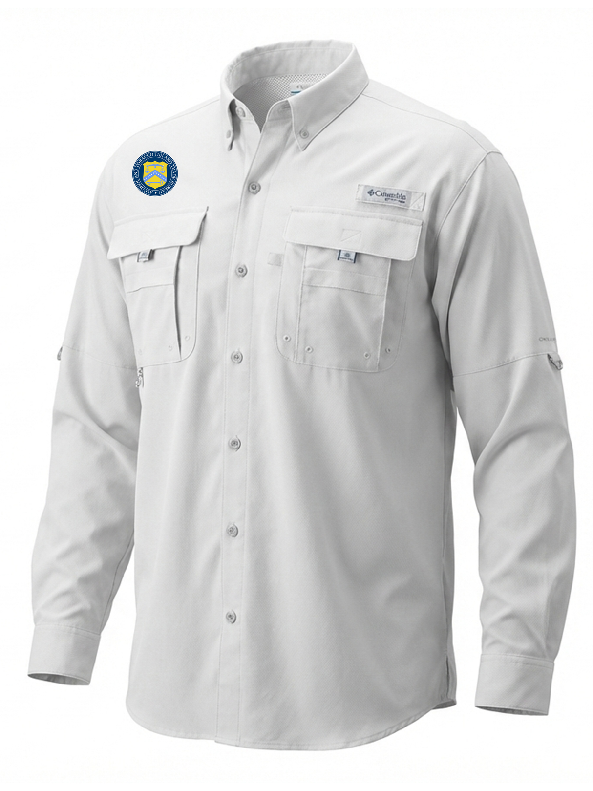 The Alcohol and Tobacco Tax and Trade Bureau (TTB) Men's Columbia Bahama™ II Button Up Long-Sleeve White government employee uniform shirt