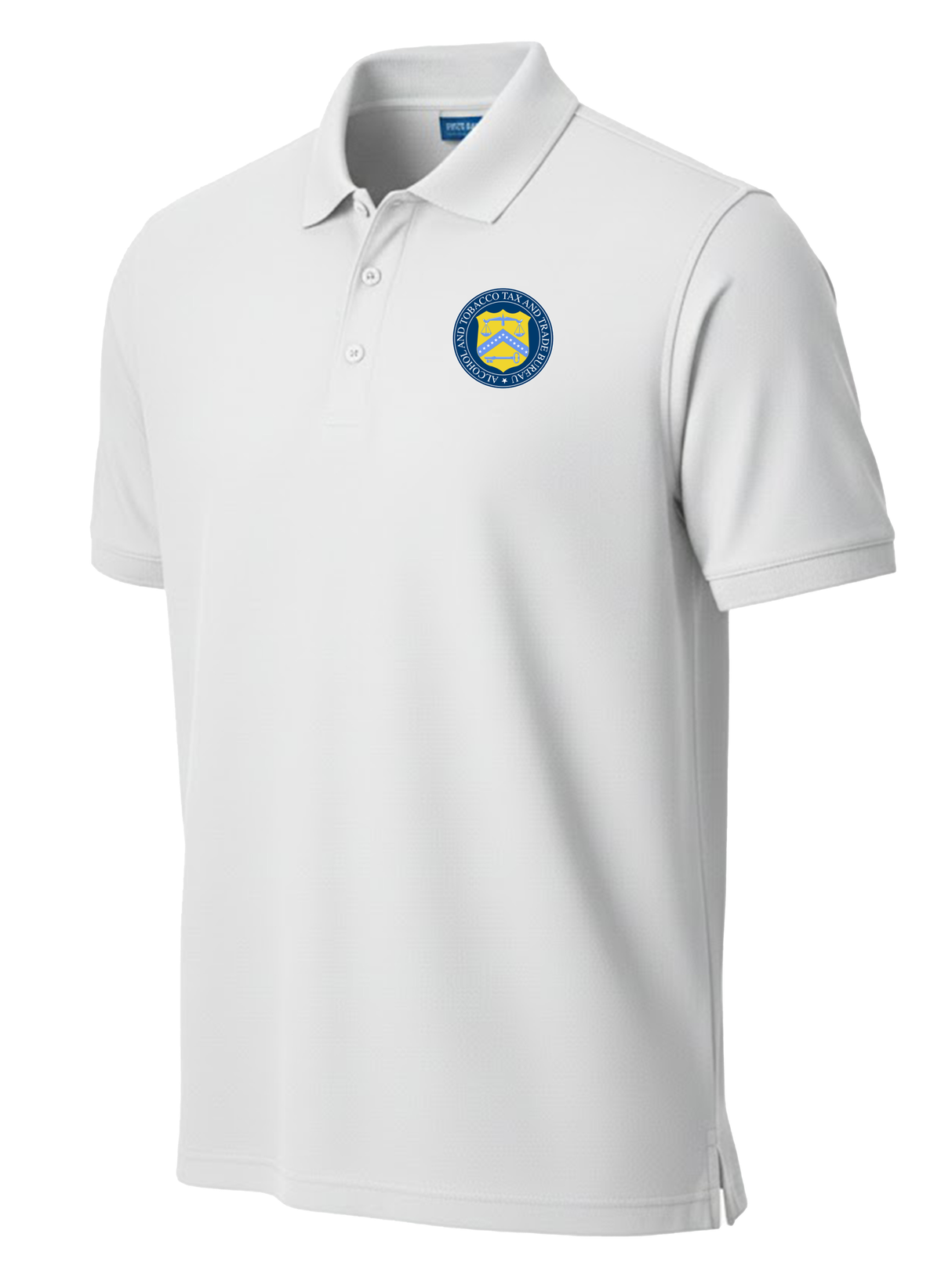 The Alcohol and Tobacco Tax and Trade Bureau (TTB) Men's Polo White government employee uniform shirt