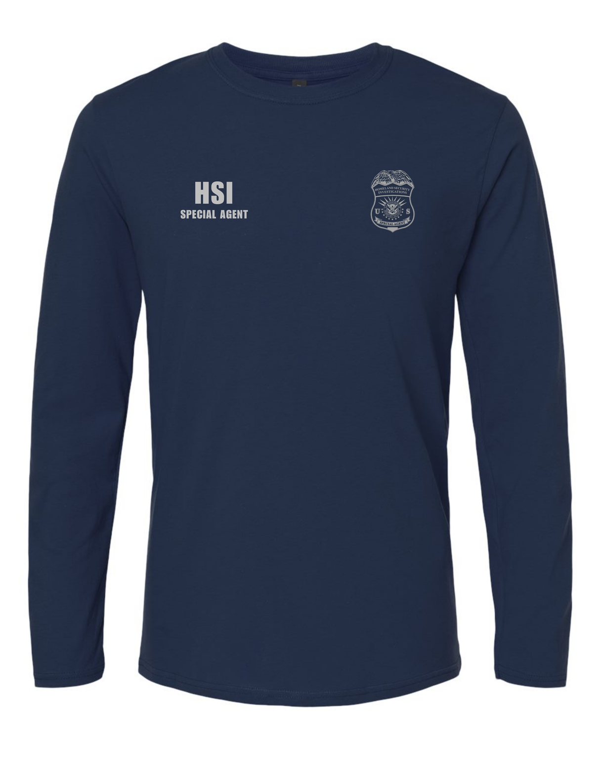 U.S. Immigration and Customs Enforcement (ICE) Homeland Security Investigations (HSI) Identifier Long Sleeve T-Shirt Navy