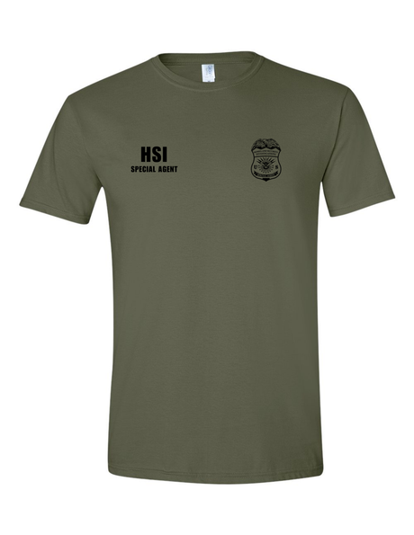 U.S. Immigration and Customs Enforcement (ICE) Homeland Security Investigations (HSI) Identifier T-Shirt Drab