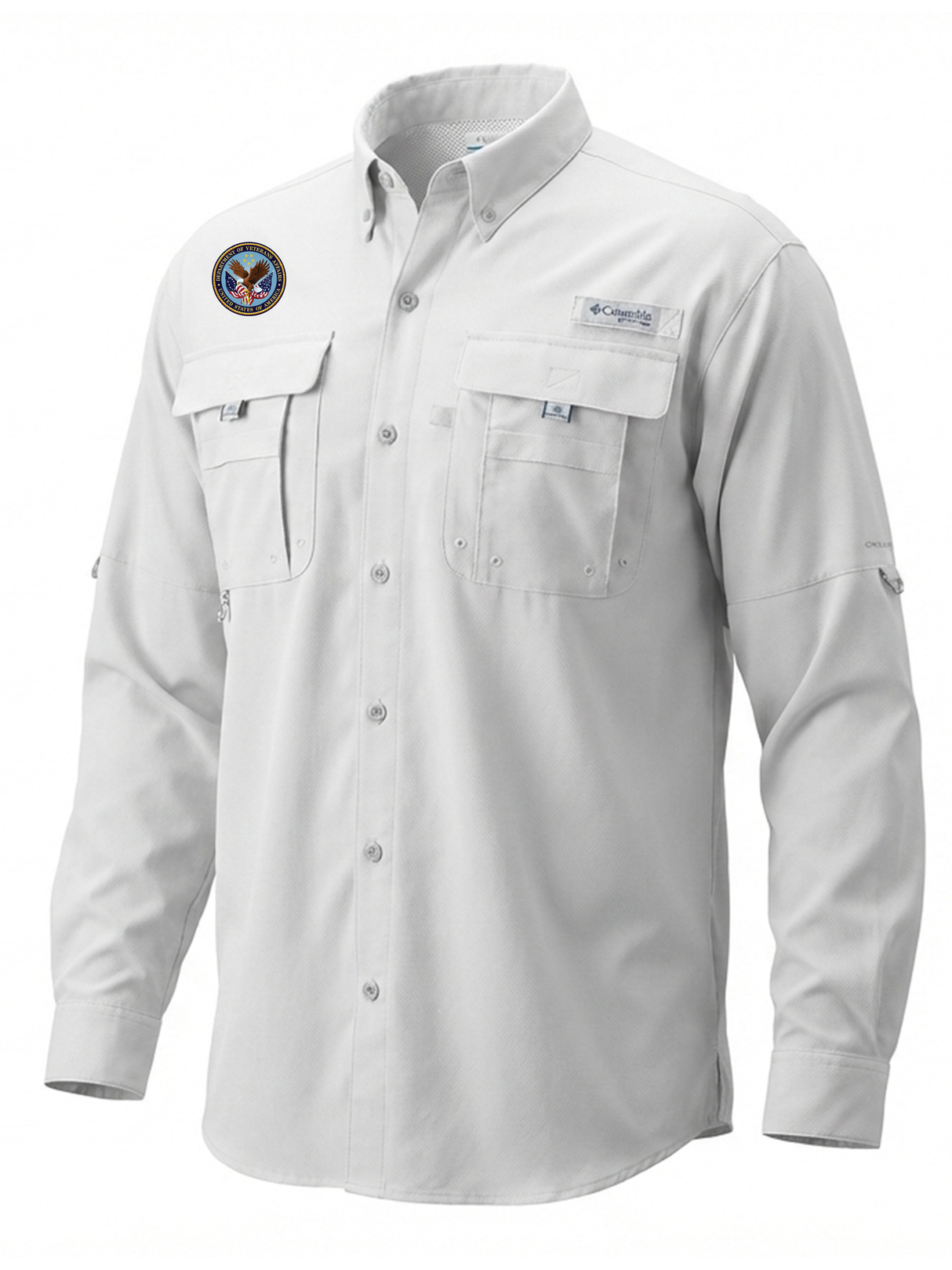 U.S. Department of Veteran Affairs (VA) Men's Columbia Bahama™ II Button Up Long-Sleeve White government employee uniform shirt