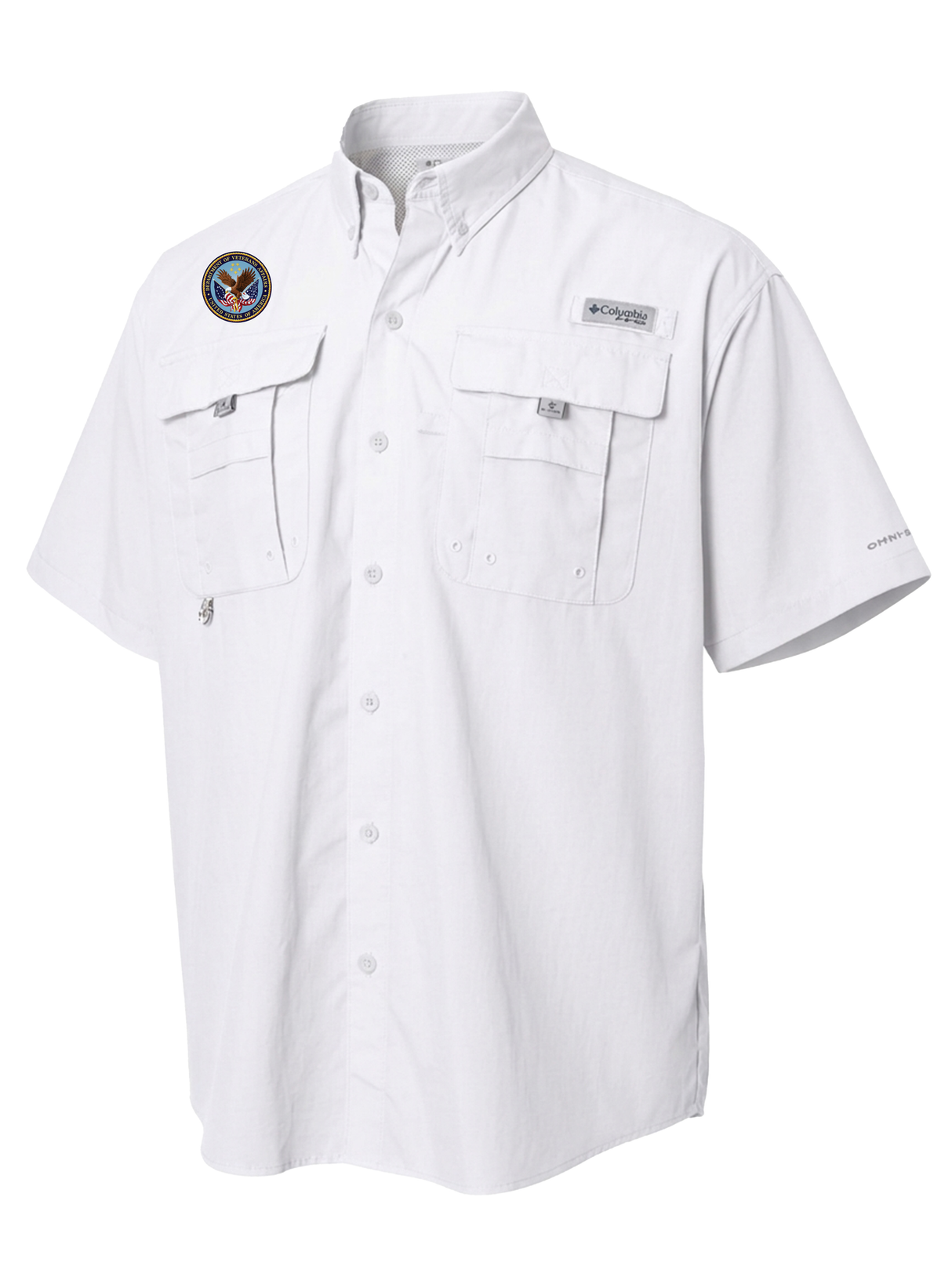 U.S. Department of Veteran Affairs (VA) Men's Columbia Bahama™ II Button Up Short Sleeve White government employee uniform shirt