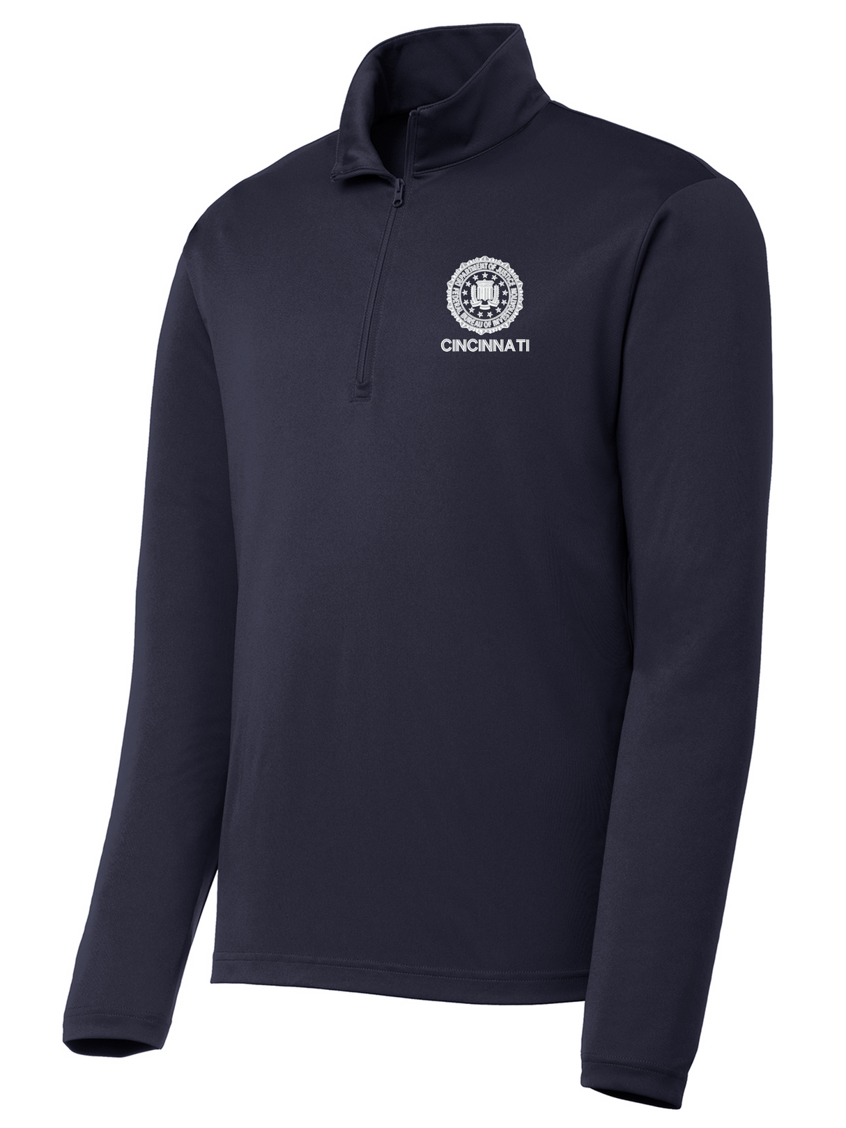 FBI Cincinnati Men's Lightweight Dri Fit 1/4 Zip Navy Blue government employee uniform shirt