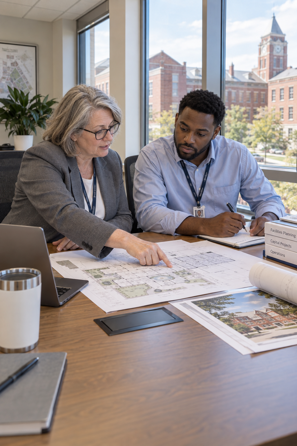 MGMT employees at work — generated illustrative agency card photograph