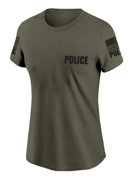 Womens law enforcement olive drab green police shirt short sleeve