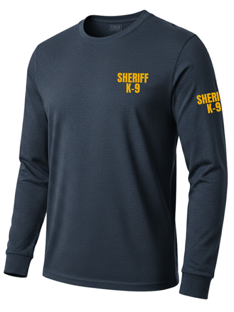Navy Blue Sheriff K-9 Men's Shirt - Long Sleeve (Golden Yellow)