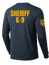 Navy Blue Sheriff K-9 Men's Shirt - Long Sleeve (Golden Yellow)