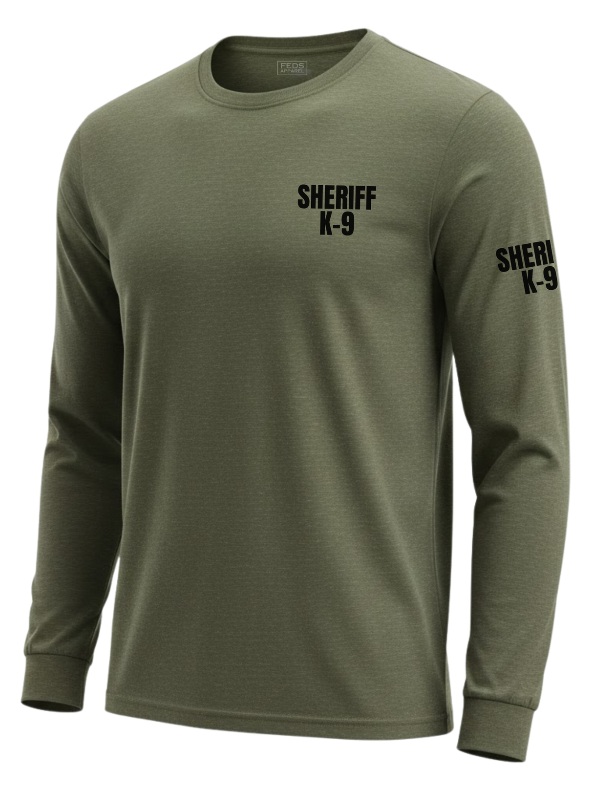 Drab Green Sheriff K-9 Men's Shirt - Long Sleeve (Black)
