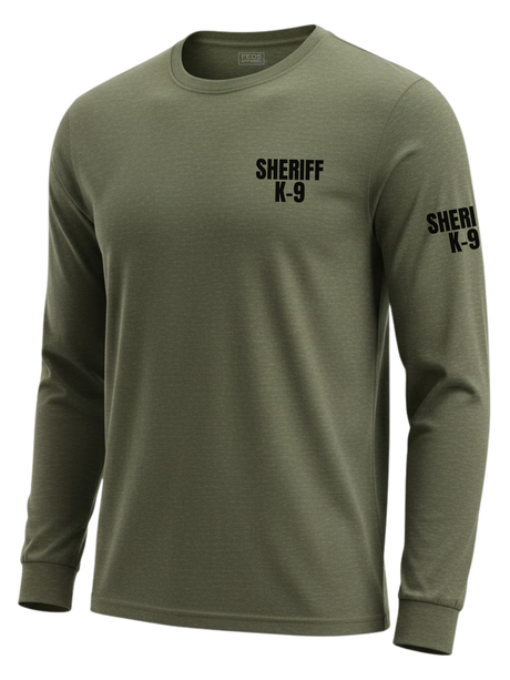 Drab Green Sheriff K-9 Men's Shirt - Long Sleeve (Black)