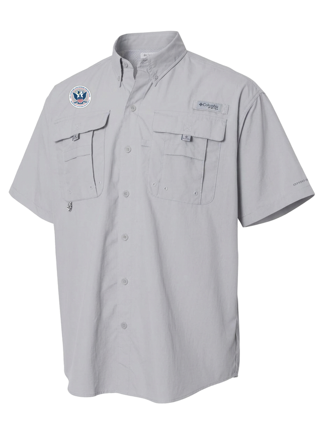 U.S. Customs and Border Protection (CBP) Men's Columbia Bahama™ II Button Up Short Sleeve  Cool Grey government employee uniform shirt