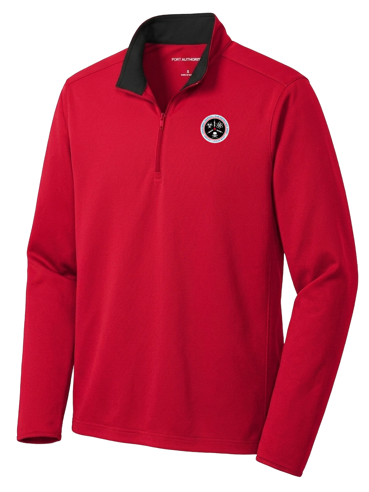 Countering Weapons of Mass Destruction Office (CWMD) Men's Dri Fit 1/4 Zip Red government employee uniform shirt
