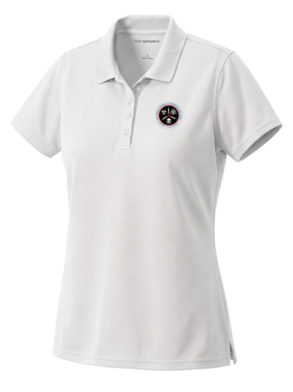 Countering Weapons of Mass Destruction Office (CWMD) Women's Dri Fit Polo White government employee uniform shirt