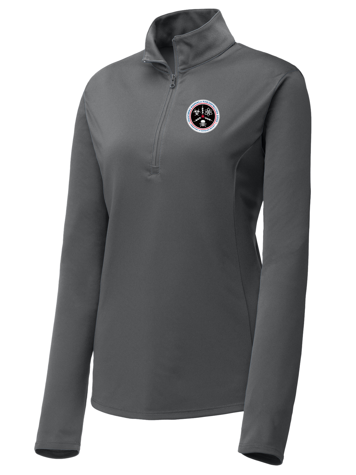 Countering Weapons of Mass Destruction Office (CWMD) Women's Lightweight Dri Fit 1/4 Zip Slate Gray government employee uniform shirt