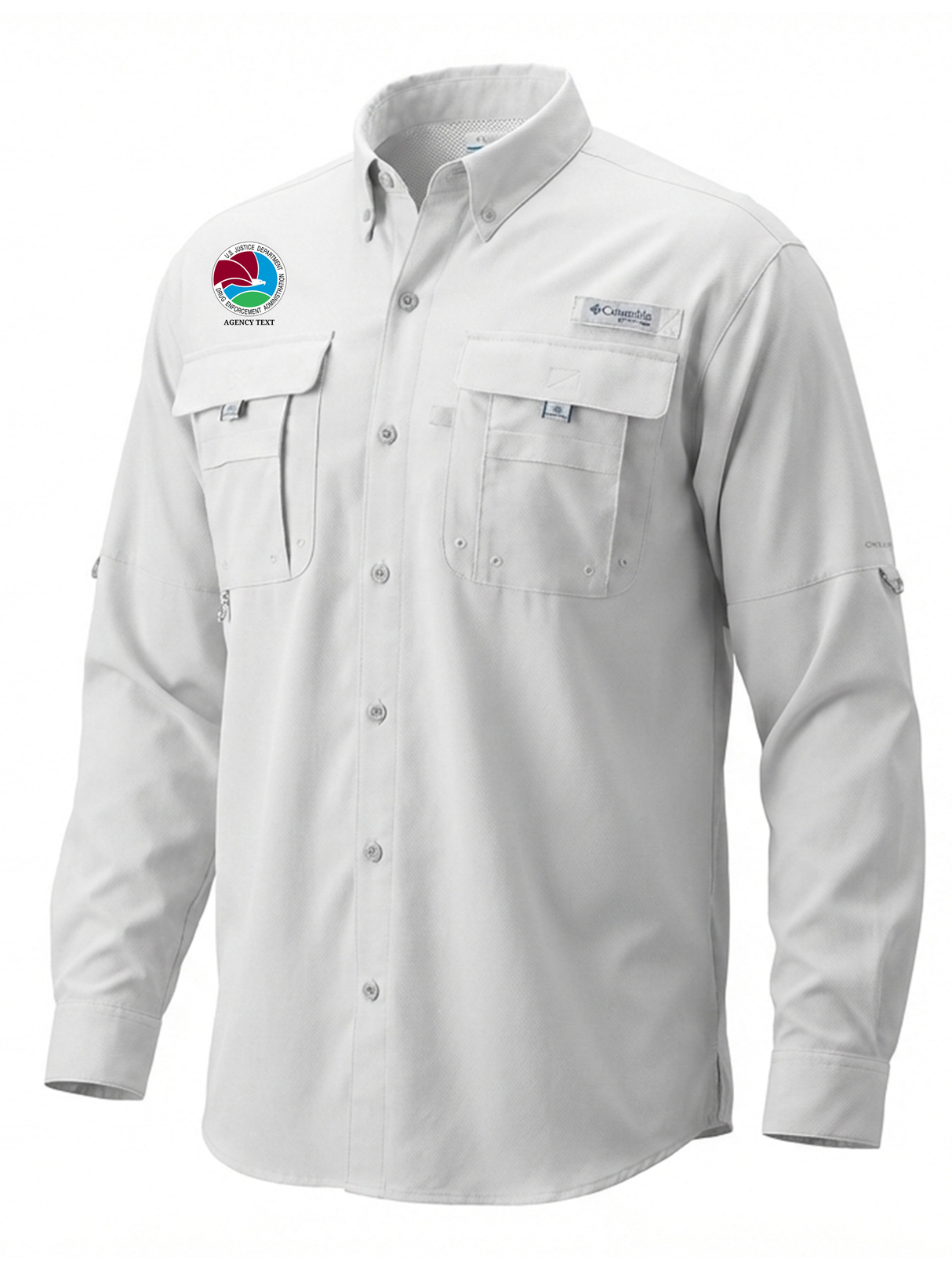 Drug Enforcement Administration (DEA) Men's Columbia Bahama™ II Button Up Long-Sleeve  White government employee uniform shirt