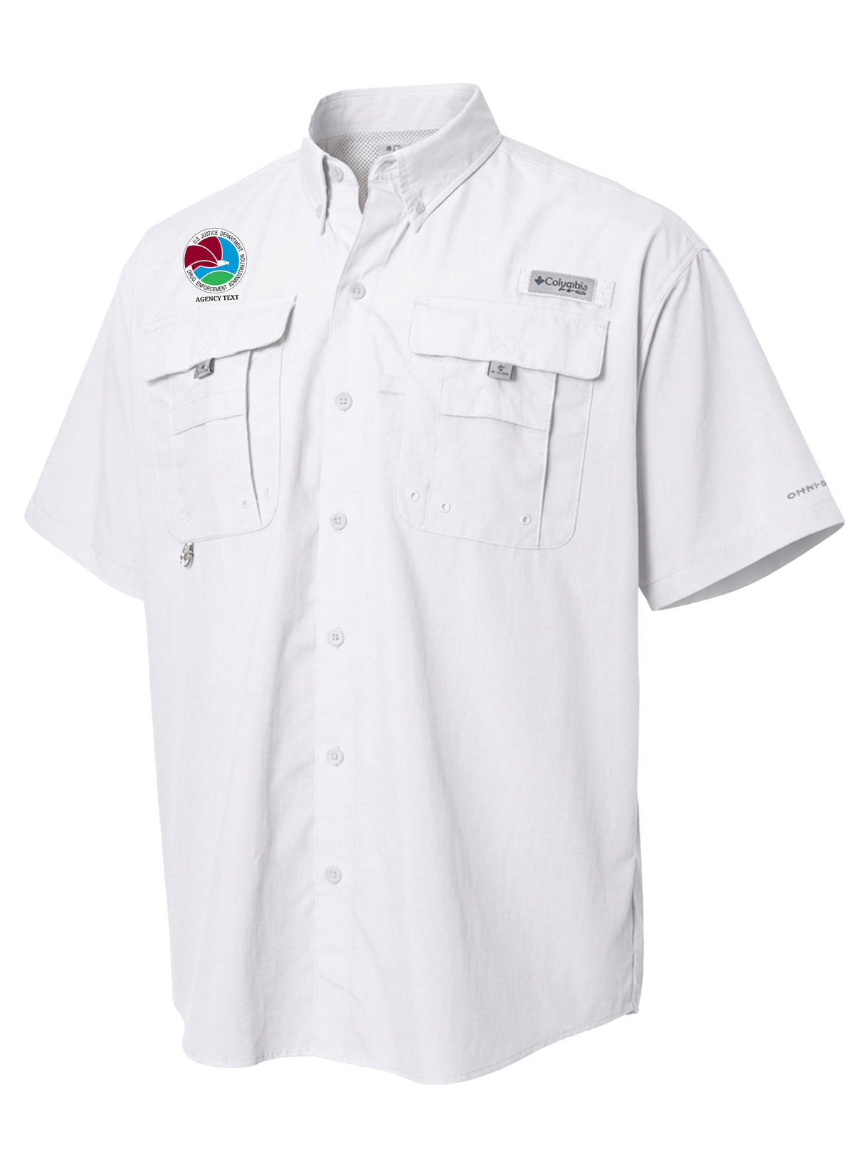 Drug Enforcement Administration (DEA) Men's Columbia Bahama™ II Button Up Short Sleeve  White government employee uniform shirt