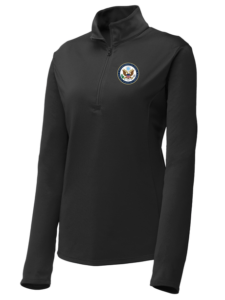 U.S. Department of State Women's Lightweight Dri Fit 1/4 Zip  Black government employee uniform shirt