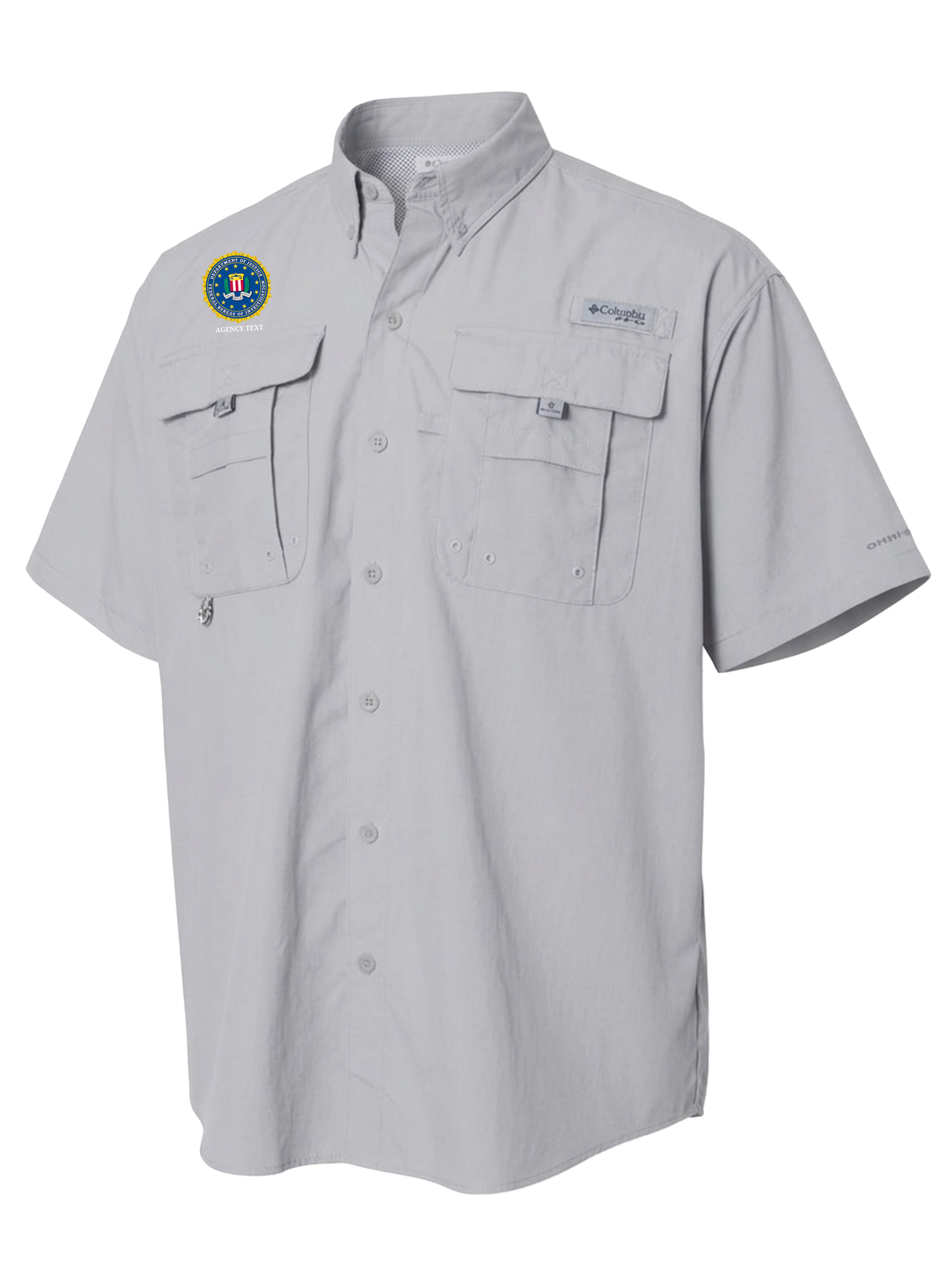 Federal Bureau of Investigation (FBI) Men's Columbia Bahama™ II Button Up Short Sleeve  Cool Grey government employee uniform shirt