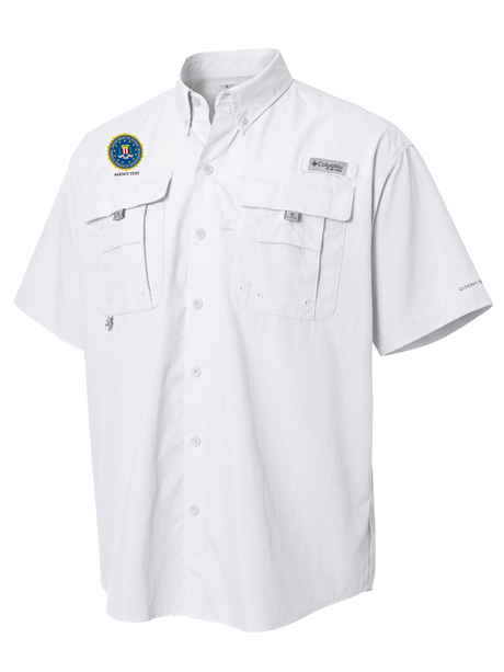 Federal Bureau of Investigation (FBI) Men's Columbia Bahama™ II Button Up Short Sleeve  White government employee uniform shirt