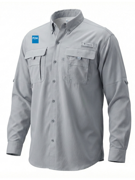 Food and Drug Administration (FDA) Men's Columbia Bahama™ II Button Up Long-Sleeve  Cool Grey government employee uniform shirt