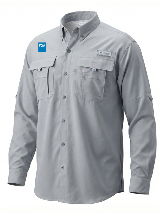 Food and Drug Administration (FDA) Men's Columbia Bahama™ II Button Up Long-Sleeve  Cool Grey government employee uniform shirt