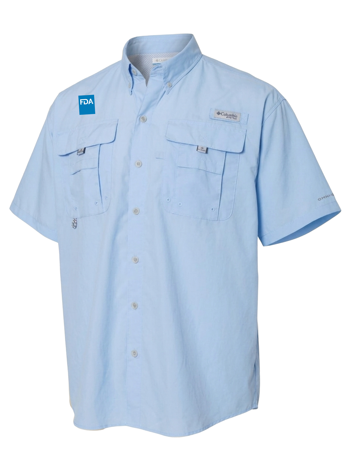 Food and Drug Administration (FDA) Men's Columbia Bahama™ II Button Up Short Sleeve  Light Blue government employee uniform shirt