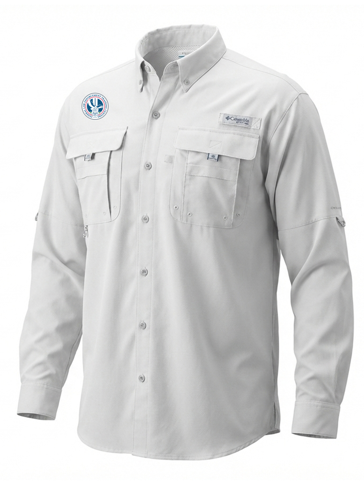 Federal Law Enforcement Training Centers (FLETC) Men's Columbia Bahama™ II Button Up Long-Sleeve  White government employee uniform shirt