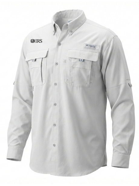 Internal Revenue Service (IRS) Men's Columbia Bahama™ II Button Up Long-Sleeve  White government employee uniform shirt