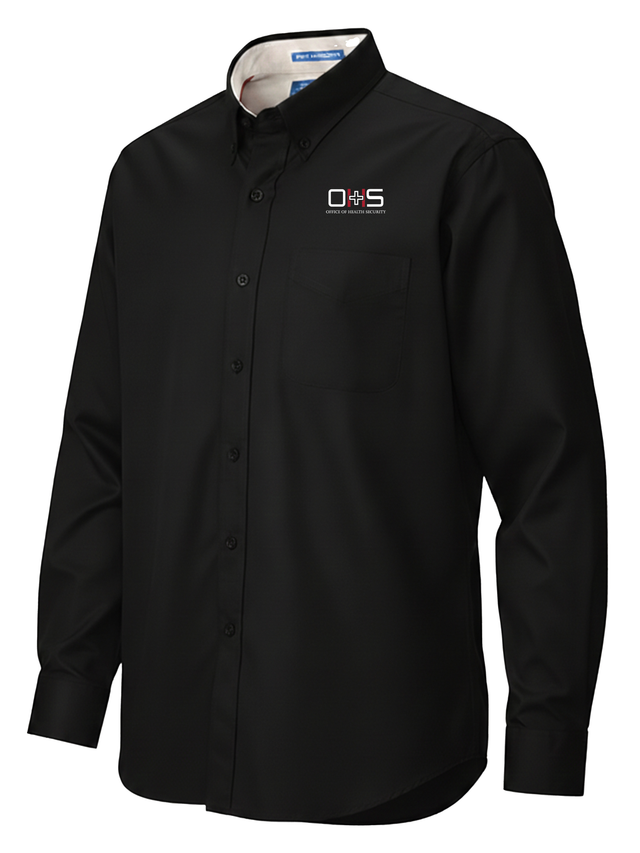 Office of Health Security (OHS) Men's Button Up  Black government employee uniform shirt