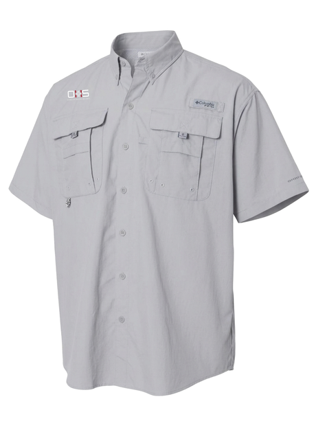 Office of Health Security (OHS) Men's Columbia Bahama™ II Button Up Short Sleeve  Cool Grey government employee uniform shirt