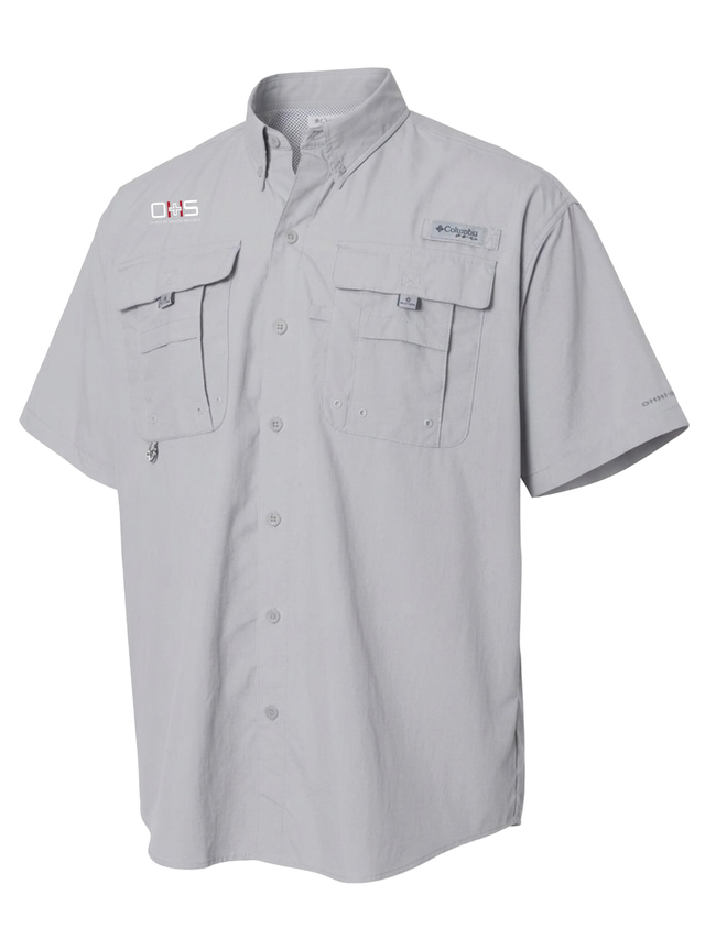 Office of Health Security (OHS) Men's Columbia Bahama™ II Button Up Short Sleeve  Cool Grey government employee uniform shirt