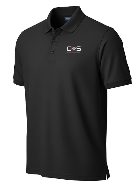 Office of Health Security (OHS) Men's Polo  Black government employee uniform shirt