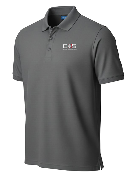 Office of Health Security (OHS) Men's Polo  Slate Gray government employee uniform shirt