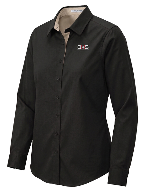 Office of Health Security (OHS) Women's Button Up  Black government employee uniform shirt