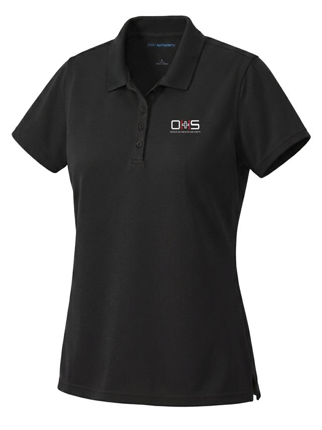 Office of Health Security (OHS) Women's Dri Fit Polo  Black government employee uniform shirt