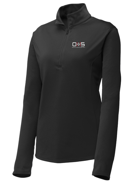 Office of Health Security (OHS) Women's Lightweight Dri Fit 1/4 Zip  Black government employee uniform shirt